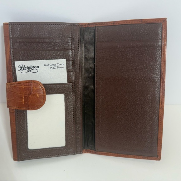 BRIGHTON WALLET Brown Leather Large Organizer Clutch Silver Brown Classic - Picture 3 of 7